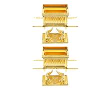 TOPPERFUN Religious Ark Model Figurine, Classic Ancient Ornament Craft with Realistic Craftsmanship 2pcs Golden Zinc Alloy Spiritual Statue Centerpiece and Symbol of Faith for Family Space