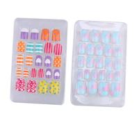 TOPPERFUN Removable Nail Decoration False 2 Boxes Nails Self-adhesive Kids Color Halloween Party Abs Material Eco-friendly for Little Girls and Everyday Use