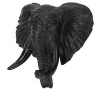 TOPPERFUN Resin Elephant Head Wall Art Decor for Gallery Wall Display | 1pcs Stand Included, Built-in Metal Keyhole, Black Finish, Vintage Bohemian Cottagecore Accent