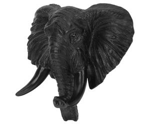 TOPPERFUN Resin Elephant Head Wall Art Decor for Gallery Wall Display | 1pcs Stand Included, Built-in Metal Keyhole, Black Finish, Vintage Bohemian Cottagecore Accent