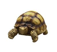 TOPPERFUN Resin Sulcata Tortoise Ornament Desktop Decoration Micro Landscape Sculpture Turtle Statue for Fish Tank and Home Décor