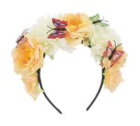 TOPPERFUN Retro Butterfly Floral Headband Lightweight Vintage Halloween Headpiece for Women Elegant Mexican Day Dead Flower Crown Stylish Party Costume Accessory