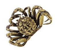 TOPPERFUN Retro Crab Brass Door Handle, Vintage Solid Brass Pull for Kitchen Cabinet, Wardrobe Drawer, Ocean Animal Design Furniture Hardware, Antique Finish