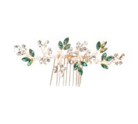 TOPPERFUN Rhinestone Bridal Hair Comb Lightweight Green Wedding Hair Clip Handmade Vine Material Comfortable Fit for Women Bridesmaids
