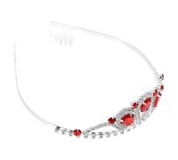 TOPPERFUN Rhinestone Crown Tiara Headband for Birthday Wedding Headdress, Large Red Sparkling Hair Accessory for Princess Party and Bridal Wear