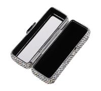 TOPPERFUN Rhinestone Lipstick Organizer Case with Mirror, Single Portable Lipstick Travel Box for Makeup Storage, Small Bling Cosmetic Holder for Purse and Travel Use