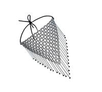 TOPPERFUN Rhinestone Mesh Face Cover with Black Tassel Chain, Crystal for Halloween Party and Nightclub Cosplay Accessories