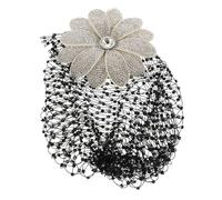 TOPPERFUN Rhinestone Sparkle Net Cap French Vintage Headpiece with Floral Design Elegant Formal Hair Accessory for Weddings Parties and Special Events