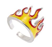 TOPPERFUN Ring of Fire Fashion Finger Ring Plated Decorative Punk Style Open Adjustable Jewelry for Everyday Wear
