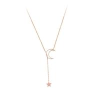 TOPPERFUN Rose Gold Moon and Star Necklace for Women Clavicle Chain Jewelry Celestial Design for Girls and Ladies Elegant Neck Accessory