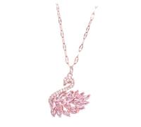 TOPPERFUN Rose Gold Zircon Swan Necklace Elegant Pink Choker Neck Jewelry for Women Fine Workmanship Neck Decoration for Parties and Birthday