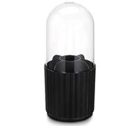 TOPPERFUN Rotating Brush Organizer with Lid Elegant Makeup Holder for Vanity Multi Functional Storage for Brushes Pens and Cosmetics Divided Compartments for Tidy Desk Black Striped