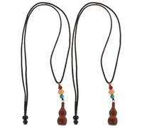 TOPPERFUN Sandalwood Gourd Necklace Long Sweater Chain Boho Style Pendant Choker Women Ethnic Calabash Locket Luck Charm for Travel Parties