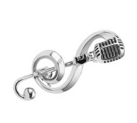 TOPPERFUN Silver Microphone Music Note Brooch Pin for Women Classic Vintage Style Musical Jewelry Easy to Wear Hat Pin Accessory for Concerts Parties Graduation and Daily Fashion