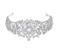 TOPPERFUN Silver Rhinestone Crown Headband Bridal Wedding Hair Accessory Elegant Pageant Tiara for Brides Birthday Formal Occasions Sparkling Hair Jewelry with Dazzling Embellishments