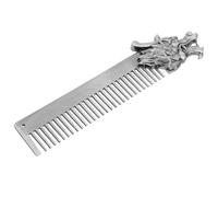 TOPPERFUN Silver Zinc Alloy 5 Pcs Beard Shaping Tool Mini Combs Dragon Head Wet Hair Comb Gentlemanly Style Compact Portable Grooming Tool for Beard and Hair