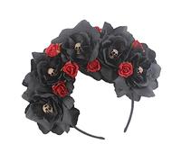 TOPPERFUN Skull Floral Headband for Halloween Mexican Style Hair Accessory Durable Photo Prop for Parties and Cosplay Womens Fashion Headdress for Costumes and Self