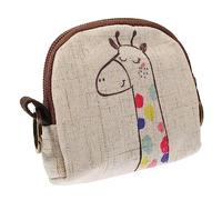 TOPPERFUN Small Cotton Linen Giraffe Print Key Wallet and Coin Purse for Women, Portable Zippered Jewelry Case and Travel Makeup Bag, Compact Organizer for Keys and Digital Accessories