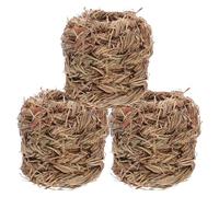 TOPPERFUN Small Hideout 3Pcs Set Woven Grass Hamster House and Bunny Cubby, Safe and Sturdy Nest for Hedgehogs and Gerbils 3.5X3.5X4In