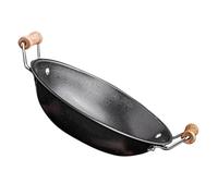 TOPPERFUN Stainless Steel Cooking Pan Double Handle Nonstick Wok for Stove Kitchen Pot with Classic Wooden Handles Easy to Clean Home Frying Pan