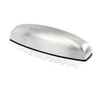 TOPPERFUN Stainless Steel Nail Brush for Manicure Cleaning Ergonomic Handle Stiff Nylon Bristles for Mechanics Gardeners and Everyday Use