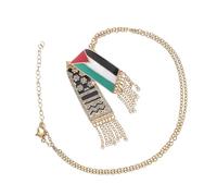 TOPPERFUN Stainless Steel Palestine Flag Pendant Necklace Lightweight Male Neck Chain Unisex Stylish Scarf Accessory for Daily Wear