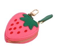 TOPPERFUN Strawberry Change Purse: Strawberry Shape Mini Wallet for Ladies - Cute Pu Keychain Zipper Coin Purse for Managing Change Small Essentials