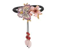 TOPPERFUN Thick Elastic Hanfu Hair Rope for Women Vintage Chinese Style Ponytail Holder with Decorative Flower Tassel Retro Hair Bands for Parties Daily Wear High Strength Non-slip