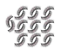 TOPPERFUN Thick Rhinestone False Eyelashes 10 Pairs Long Lash Extensions for Women Evening Makeup Hard Stem for Performance
