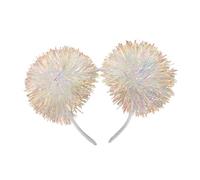 TOPPERFUN Tinsel Foil Hair Hoop Glittery Hair Hoop Small Pompom Design Lightweight Comfortable Boy Girl Holiday Party Performance Headband