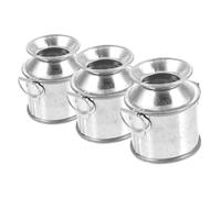 TOPPERFUN Tiny Iron Milk Bottle Flower Pot Set 3 Pieces Perfect for Miniature House Decor and