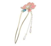 TOPPERFUN U-shaped Enamel Peony Flower Hairpin Classical Chinese Metal Hair Accessories for Women Vintage U Patterned Decorative Hair Pins Suitable for Weddings Hanfu and Traditional