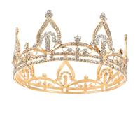 TOPPERFUN Ultrasparkling Rhinestone Princess Bride Crown Round Elegant Bridal Tiara Headpiece for Women Shiny Queen Wedding Accessory for Birthday Party Masquerade Versatile Hair Jewelry
