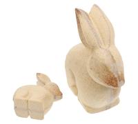 TOPPERFUN Unfinished Wood Animal Figurines DIY Painting Bunny Tabletop Rabbit Statue Carved Wood Crafts for Home Garden Decor Creative Wooden Rabbit Dolls