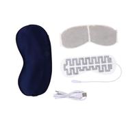 TOPPERFUN USB Powered Heated Eye Mask with Thermostatic Steam Warm Compress Soft Elastic Fit for Night Sleep and Eye Relief Dark Blue with Lavender Lining Gentle and Fatigue