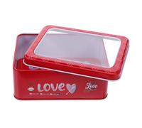 TOPPERFUN Valentine S Day Cookie Tin Box with Lid Romantic Metal Biscuit Container for Bakery Treats Candy Storage and Holiday Present Packaging Party-ready Red Tinplate Box for Sweet