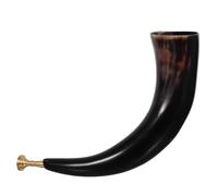 TOPPERFUN Viking Horn Cosplay Prop with Resonant Tone and Cowboy Inspired Rustic Style, Made from Natural Ox Horn and Metal, Designed for Festivals and Outdoor Adventures