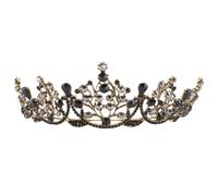 TOPPERFUN Vintage Baroque Black Crown for Bride Lightweight Alloy and Crystal Tiara Headwear, Easy to Use Wedding Accessory Suitable for Bridal Party Or Birthday Celebration