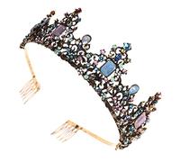 TOPPERFUN Vintage Baroque Tiara Headdress for Delicate Rhinestone Crown Headband Comfortable Bridal Wedding Accessory Elegant Performance and Celebration Hairpiece