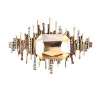 TOPPERFUN Vintage Crystal Rhinestone Lapel Pin for Women - Square 3D Brooch in Antique Gold, Elegant Costume Jewelry for Wedding, Formal Events, and Dress Accessories