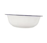 TOPPERFUN Vintage Enamelware Foot Basin White with Blue Rim Multipurpose for Soaking Feet Washing Face Laundry Easy-clean Smooth Surface Home Decor Enhancement for Bathroom and Kitchen