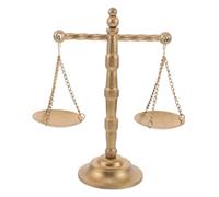 TOPPERFUN Vintage Iron Balance Scale Sculpture with Storage Tray Handmade Metal Desk Ornament for Home Office Decor Compact Wrought Iron Figurine Symbolizing Wealth and Harmony Retro Desktop