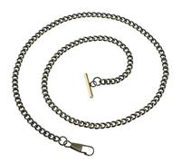 TOPPERFUN Vintage Metal Pocket Watch Chain T-bar Buckle for Belt Loops | 65cm Coffee Finish, Set, Retro Holder Design, Family Gatherings and Costume Wear
