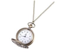 TOPPERFUN Vintage Retro Delicate Necklace Pocket Watch Quartz Classic and Long Chain with Hollowed-Out Zinc Alloy Cover for Men and Women Decoration