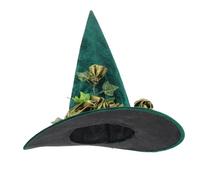 TOPPERFUN Witch Hat with Flower Design Lightweight Decorative Cosplay Accessory for Halloween Parties Unique Green Vine Style Durable and Comfortable for Women Halloween Ornament