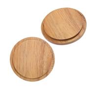 TOPPERFUN Wooden Cup Lid Cover for Glass Mug, 2pcs Acacia Wood Replacement Sealing Caps for Coffee Tea Cups, Heat-resistant Drink Jar Covers Suitable for Hot Beverages and Travel Use