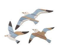 TOPPERFUN Wooden Seagull Wall Decor, 3PCS Nautical Mediterranean Wall Art, Handcrafted Hanging Decoration for Bedroom, Living Room, Dining Area