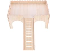 TOPPERFUN Wooden Small Pet Hut with Slide for Hamsters and Chinchillas Multi-Layer Wooden Hamster Castle House Small Cage for Indoor Use