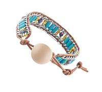TOPPERFUN Woven Natural Stones Bracelet Bangle for Women Ethnic Design Costume Accessory Eye Catching Handmade Jewelry for Graduation Engagement Special Occasions
