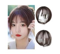 Toppers Clip In 3D Air Bangs Natural Looking Hair Bangs For Women Girls Two Piece Clip On Fringe Hair Extensions Part Wig for Daily Wear(Light brown)